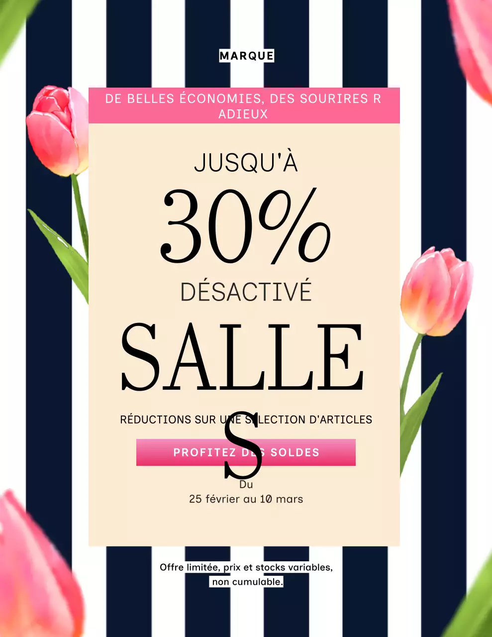 Affiche promotionnelle moderne rose et beige