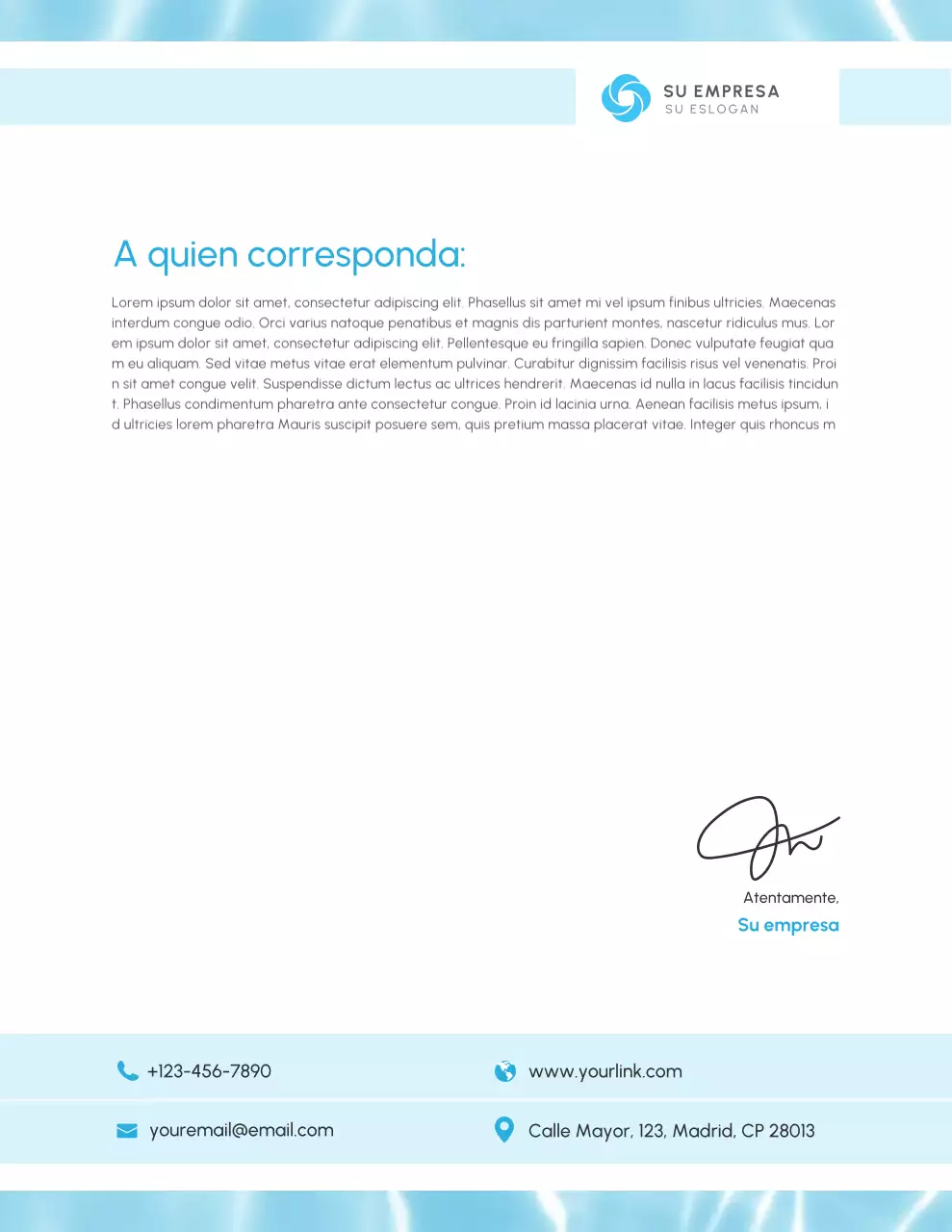 Membrete empresarial minimalista azul