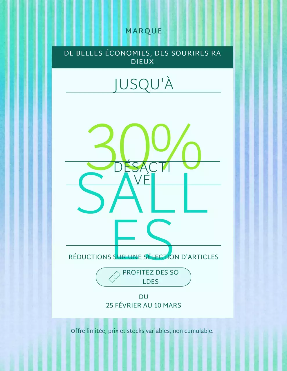 Affiche promotionnelle des ventes bleue moderne