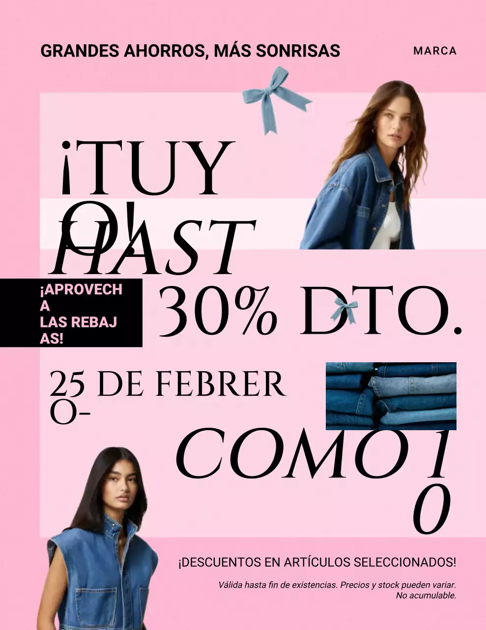 Póster de promoción de ventas moderno en rosa y negro