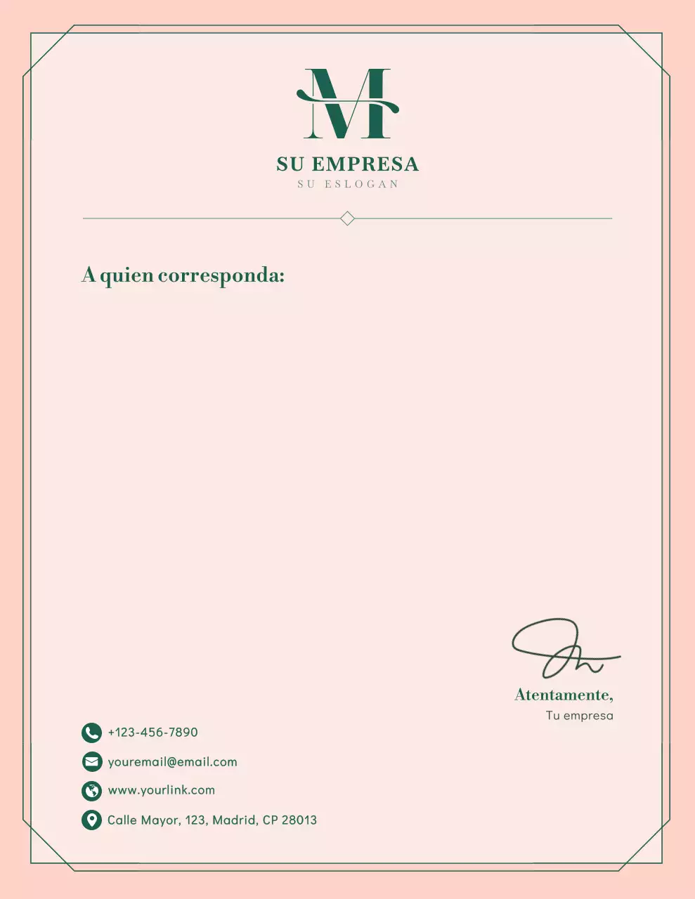 Membrete empresarial elegante en color beige