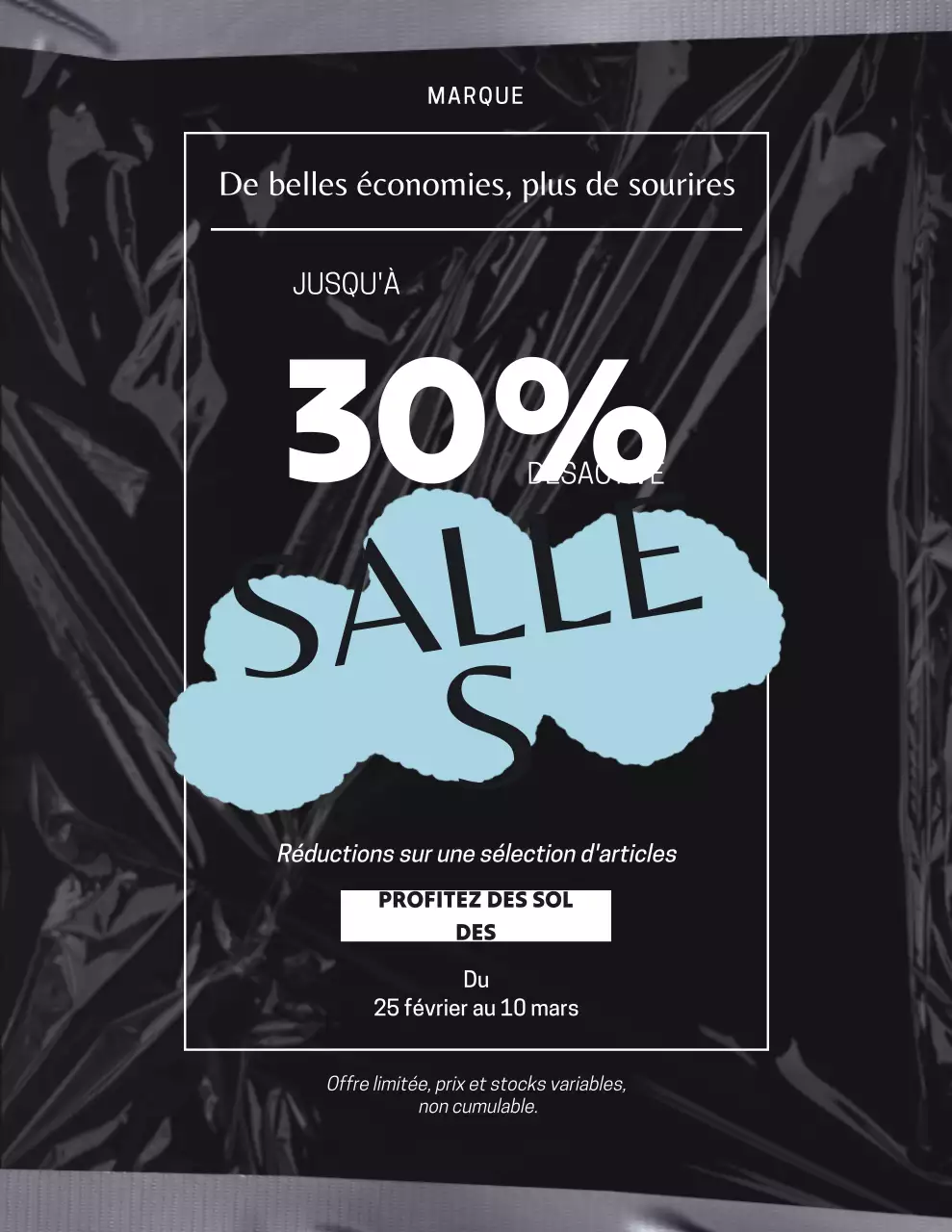 Affiche promotionnelle des ventes moderne noire