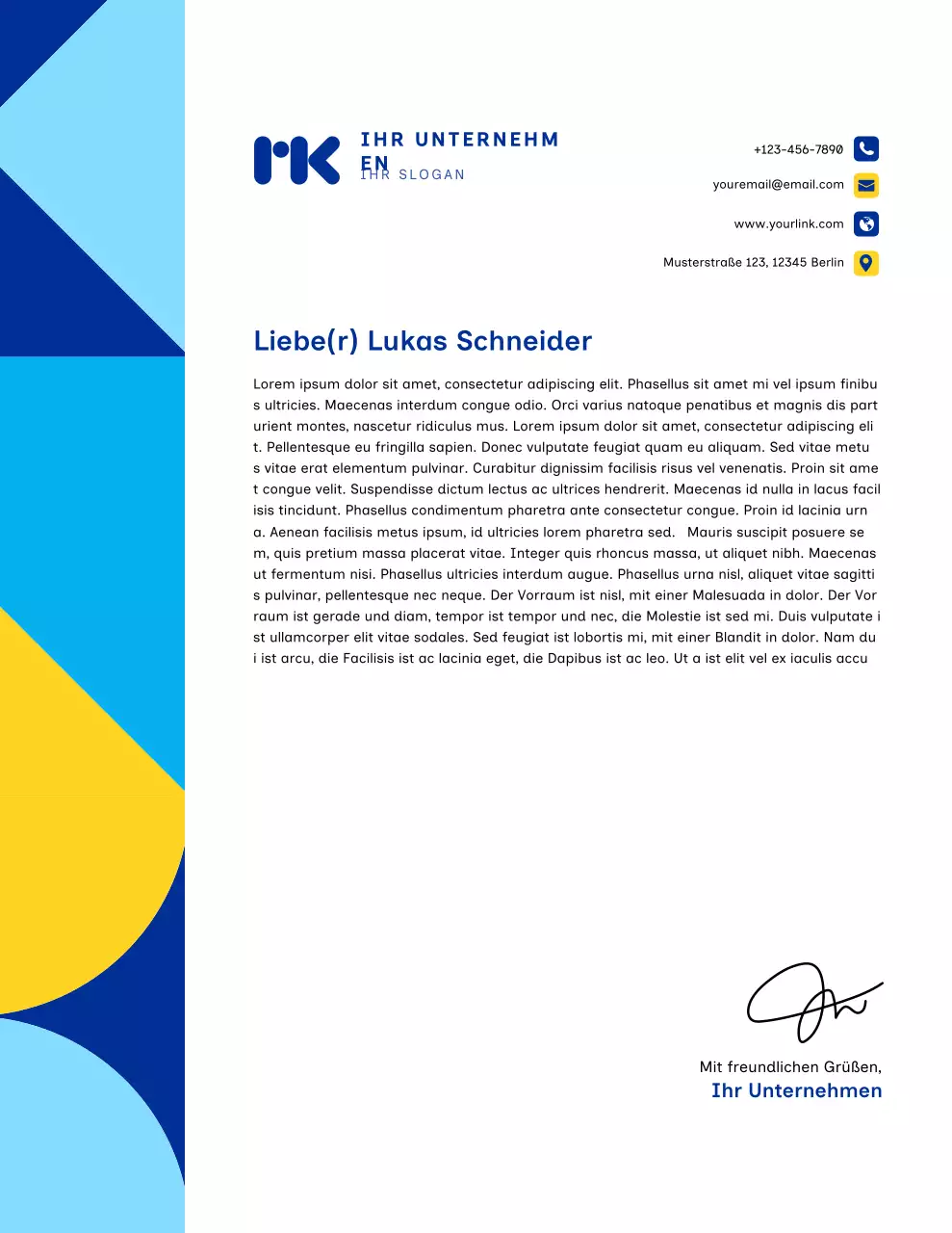 Blauer moderner Geschäftsbriefkopf