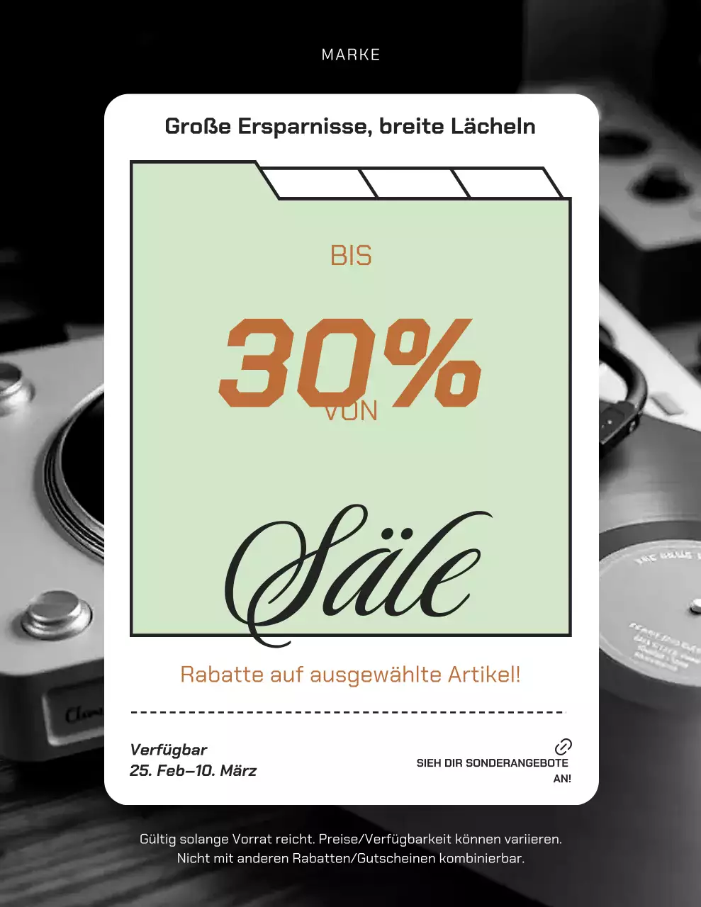 Modernes Verkaufsplakat in Schwarz und Mintgrün