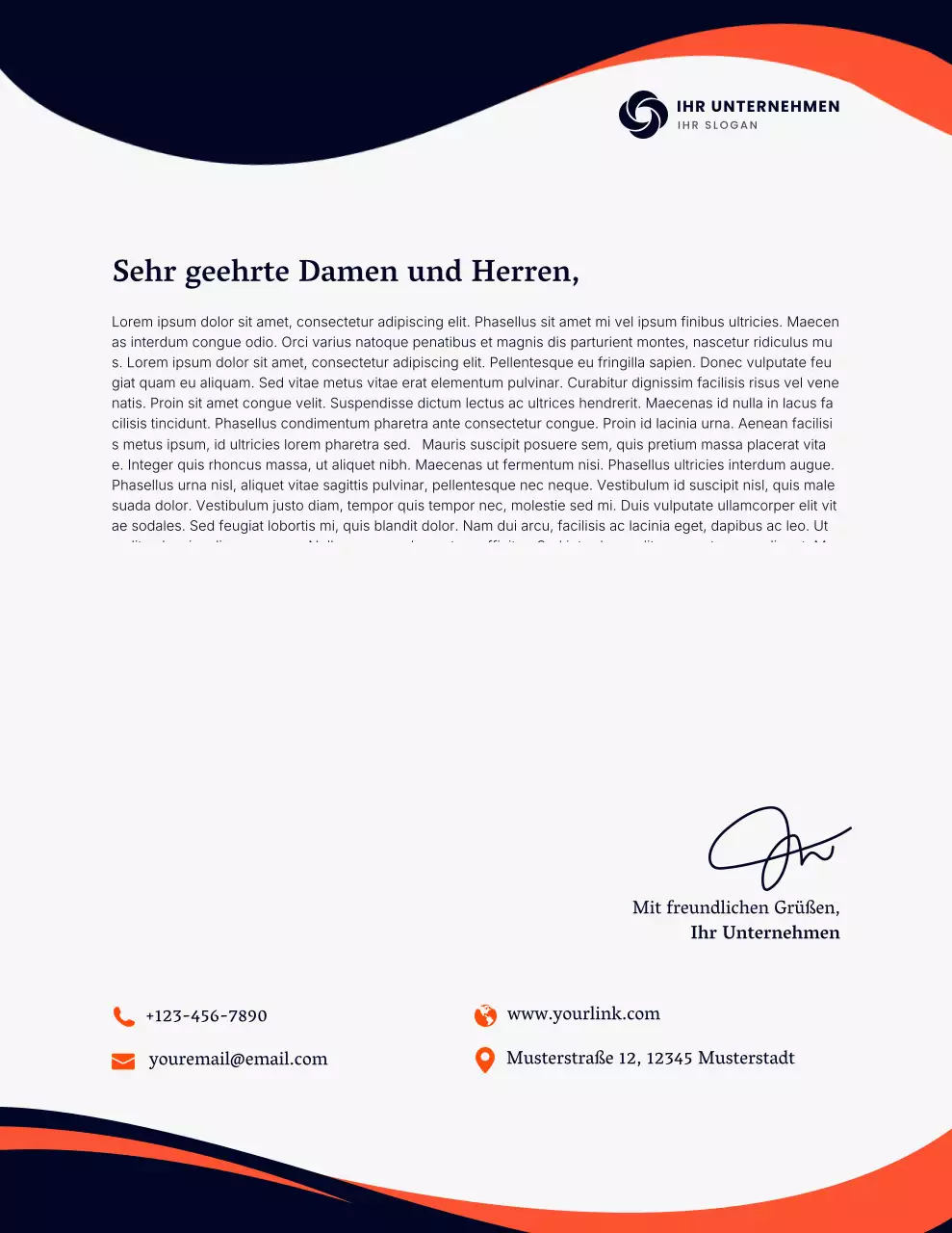 Briefkopf der Marine (professionelles Geschäftspapier)