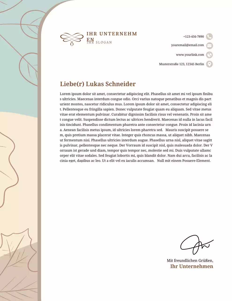 Beigefarbenes, elegantes Geschäftsbriefpapier