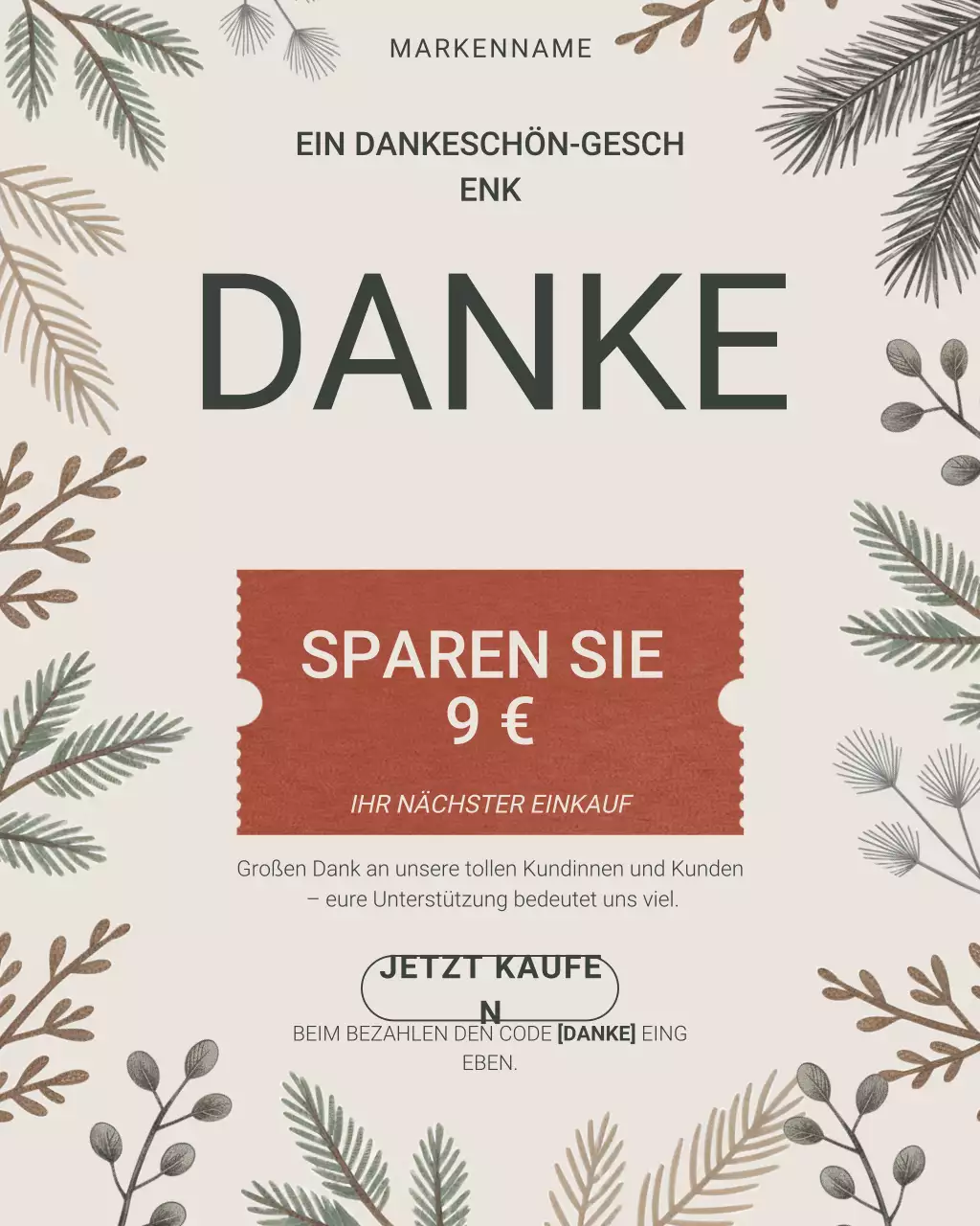 Beige Botanical Dankeschön-Instagram-Post