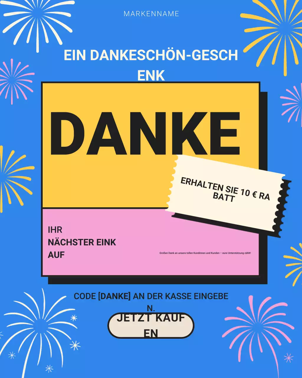 Blauer moderner Dankeschön-Werbe-Instagram-Post