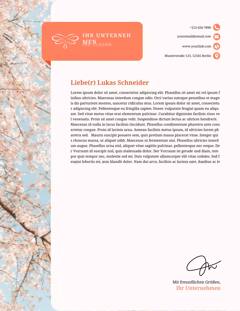 Elegantes Briefkopfdokument mit floralem Muster