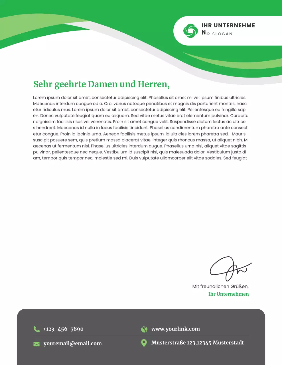 Grünes, modernes Geschäftsbriefpapier