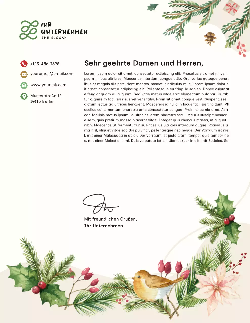 Beigefarbenes, elegantes Briefpapier für die Feiertage