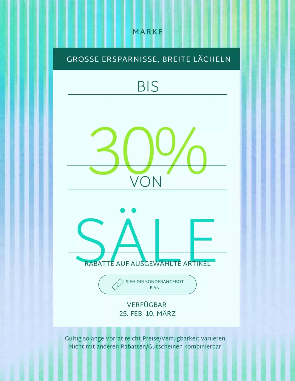 Modernes blaues Verkaufsplakat