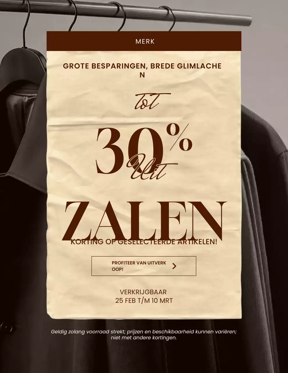 Beige en bruine klassieke verkooppromotieposter