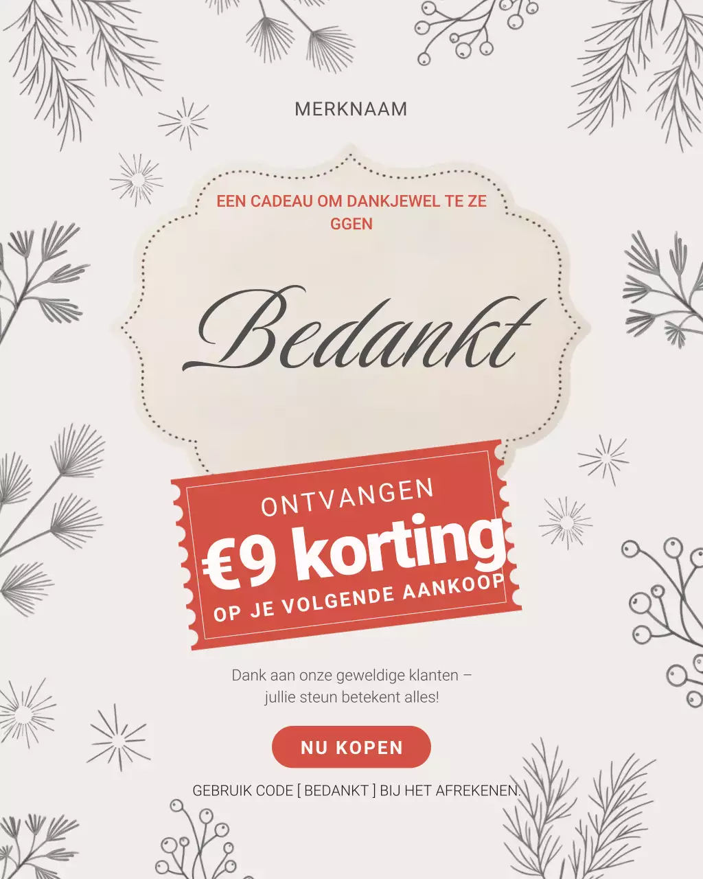 Beige Elegant Bedankactie Instagram-post