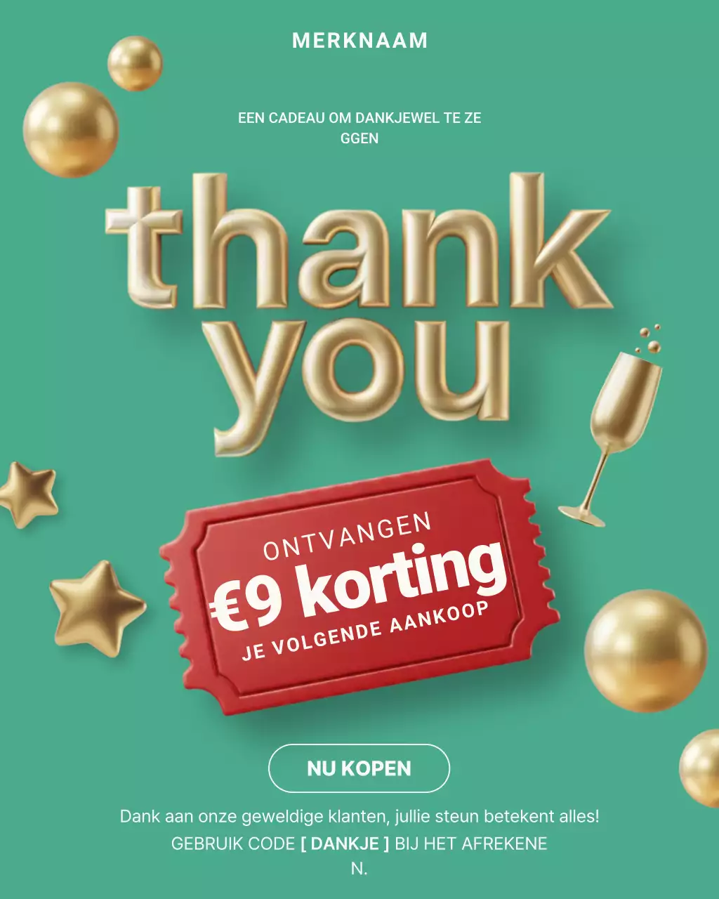 Groene, elegante bedankactie Instagram-post