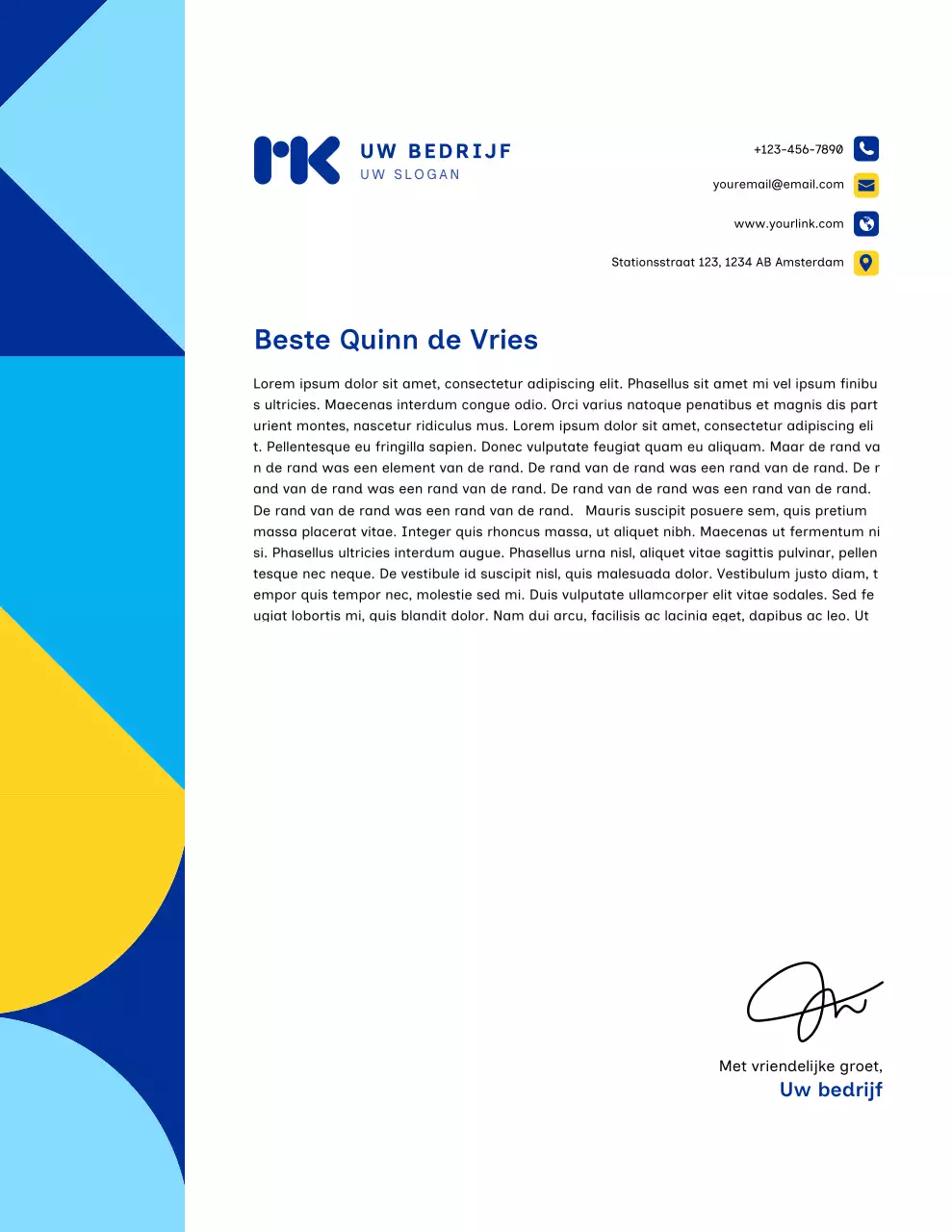 Blauw modern zakelijk briefpapier