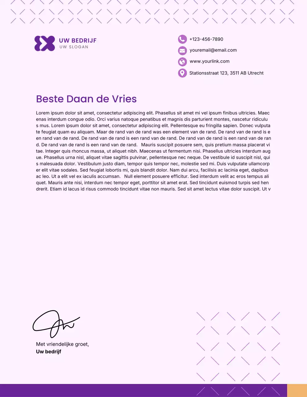 Paars professioneel briefpapier