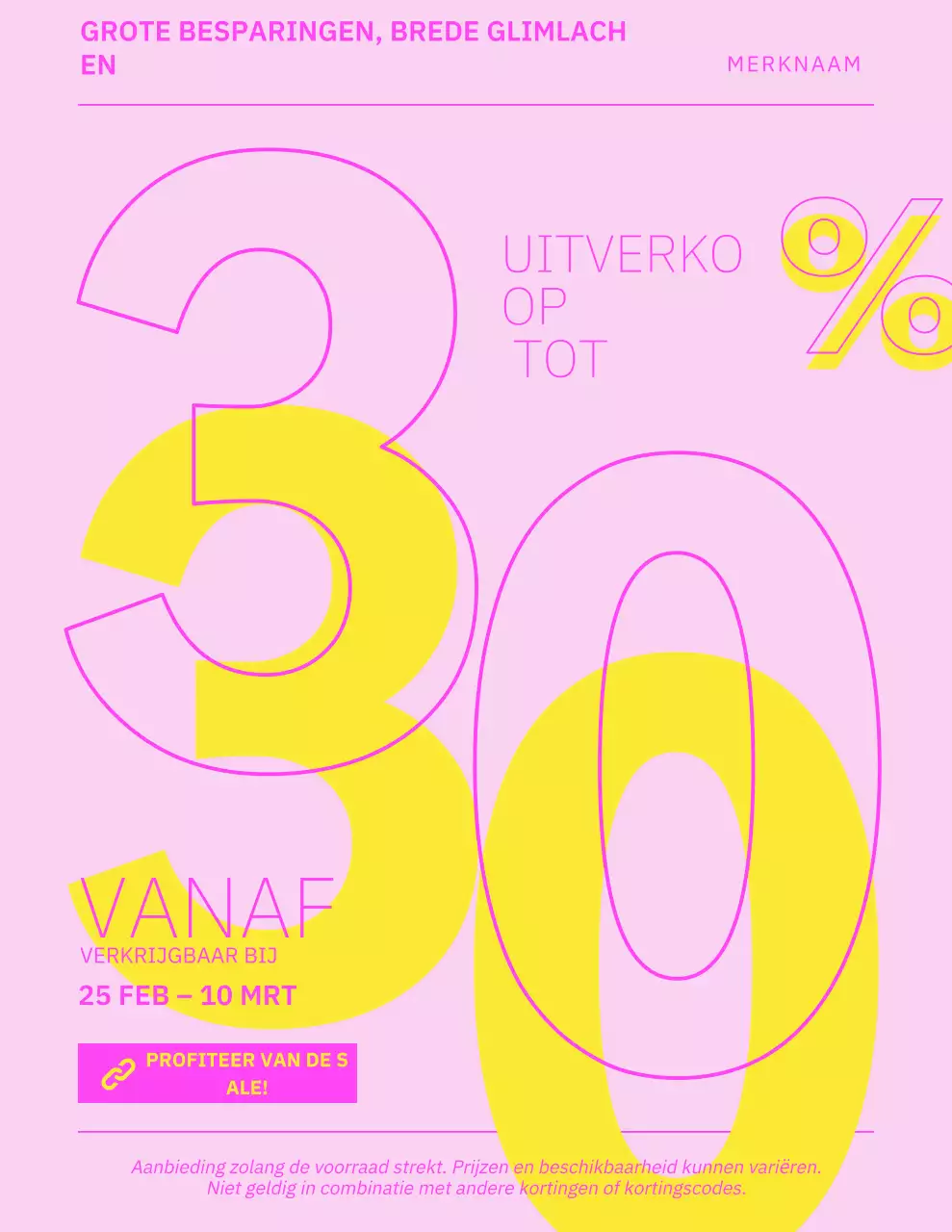 Roze en gele moderne verkooppromotieposter