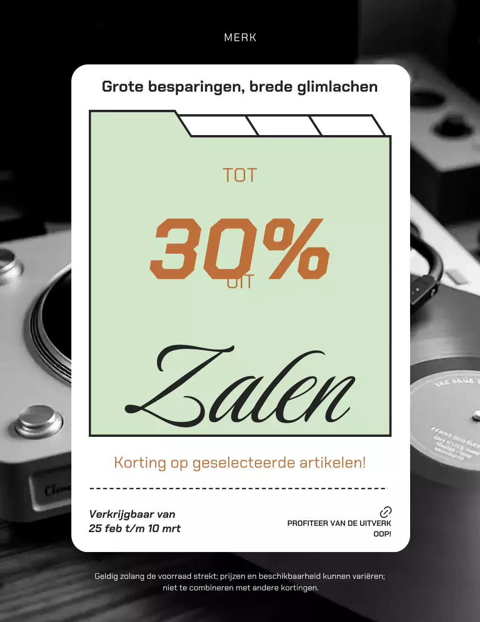 Moderne verkooppromotieposter in zwart en mintgroen