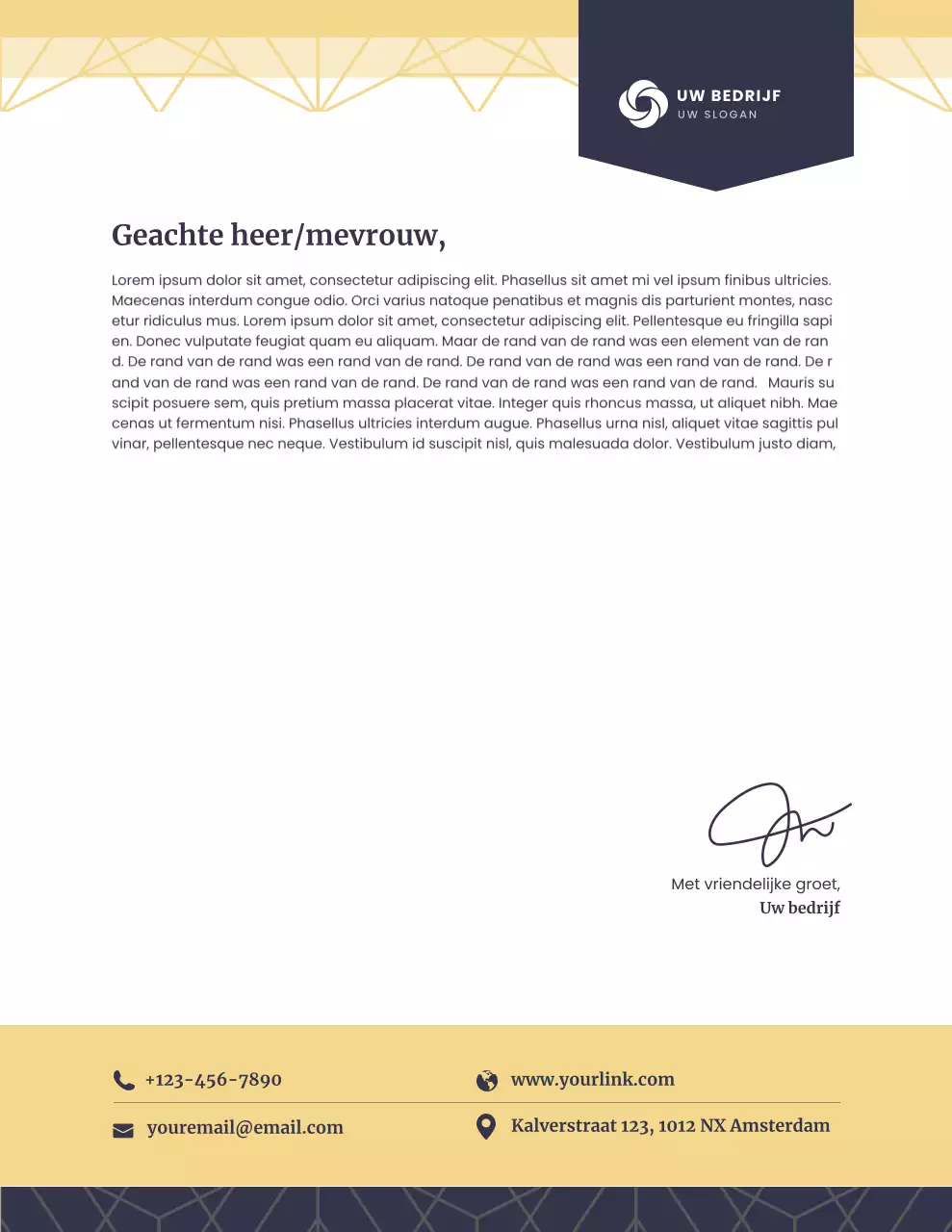 Goudkleurig professioneel briefpapier voor bedrijven