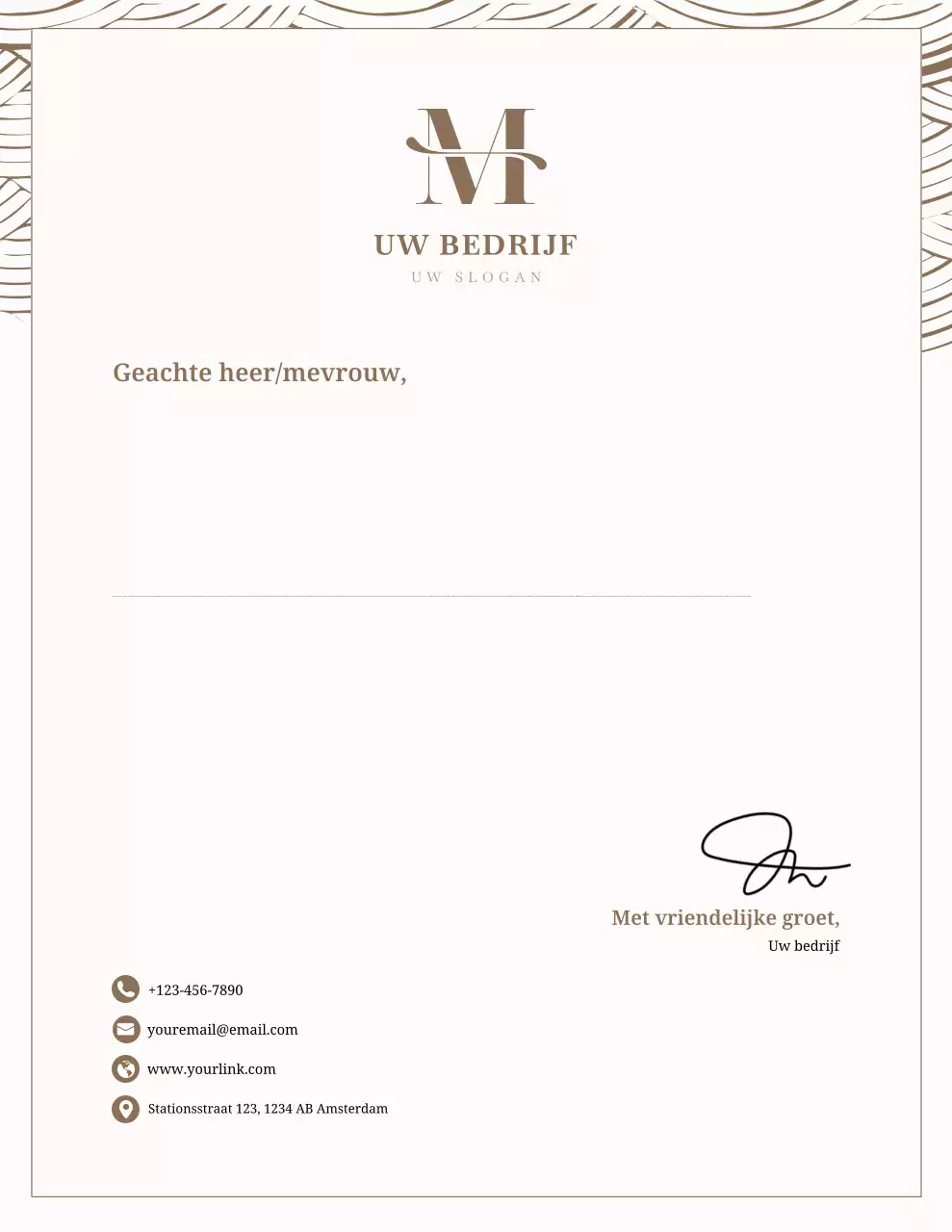 Beige professioneel briefpapier voor bedrijven