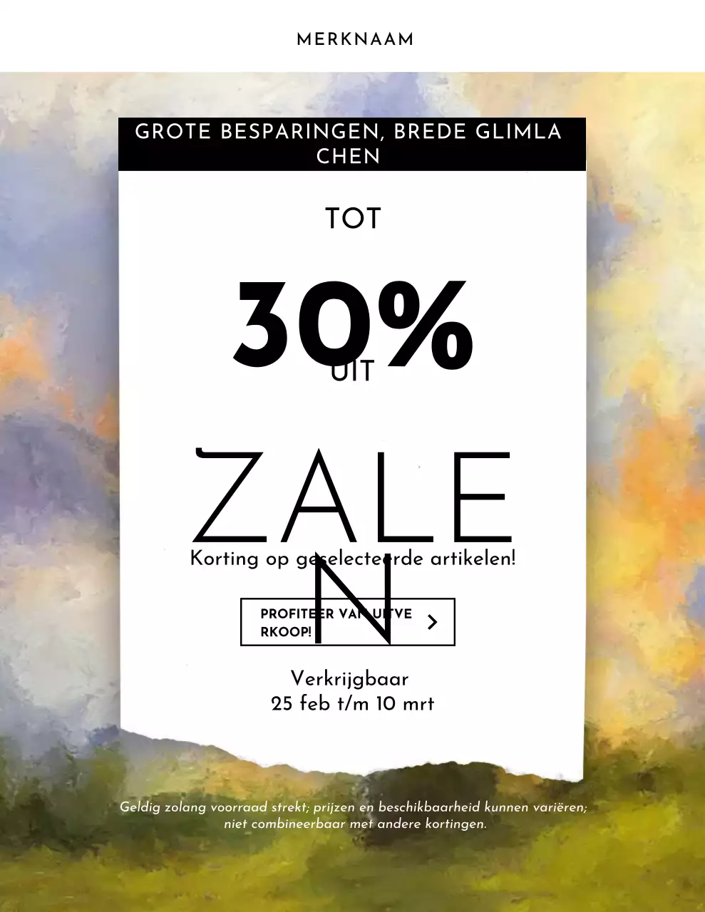 Gele moderne verkooppromotieposter