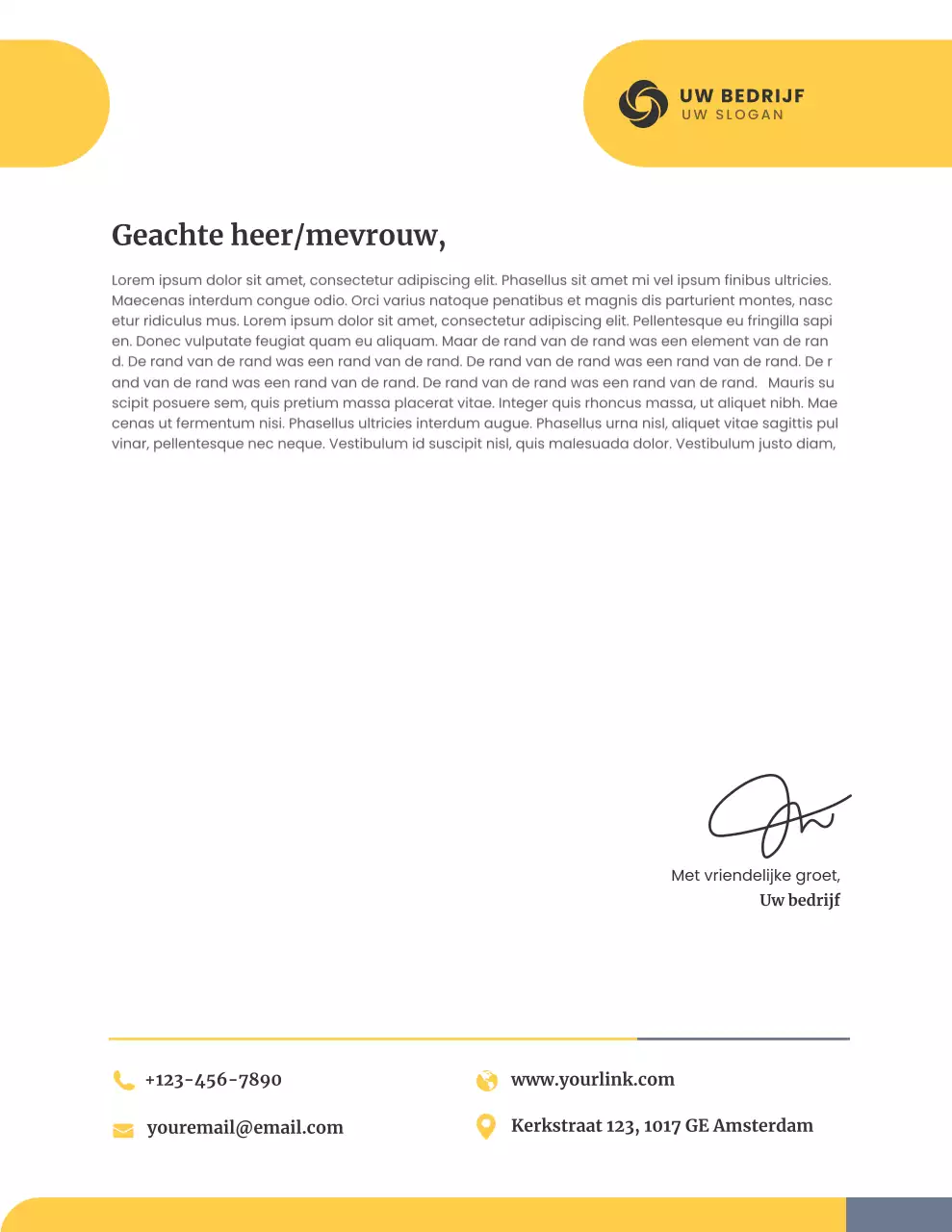 Geel minimalistisch briefpapier voor bedrijven