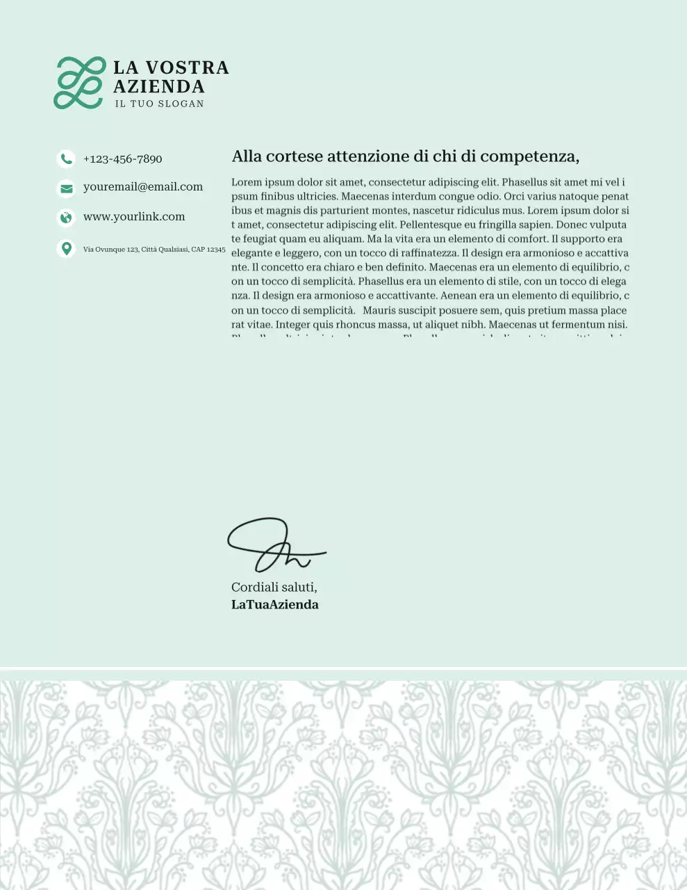 Carta intestata aziendale elegante verde