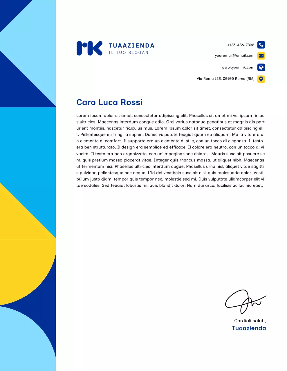 Carta intestata aziendale moderna blu