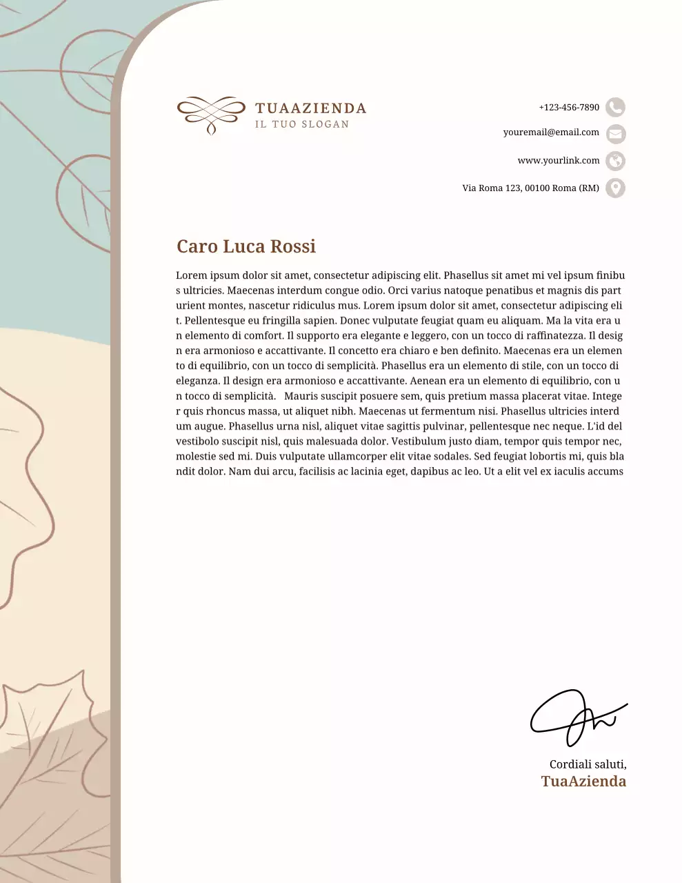 Carta intestata aziendale elegante beige