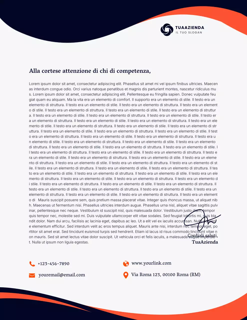 Carta intestata professionale della Marina