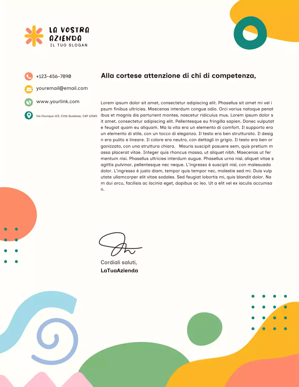 Carta intestata aziendale minimale e colorata