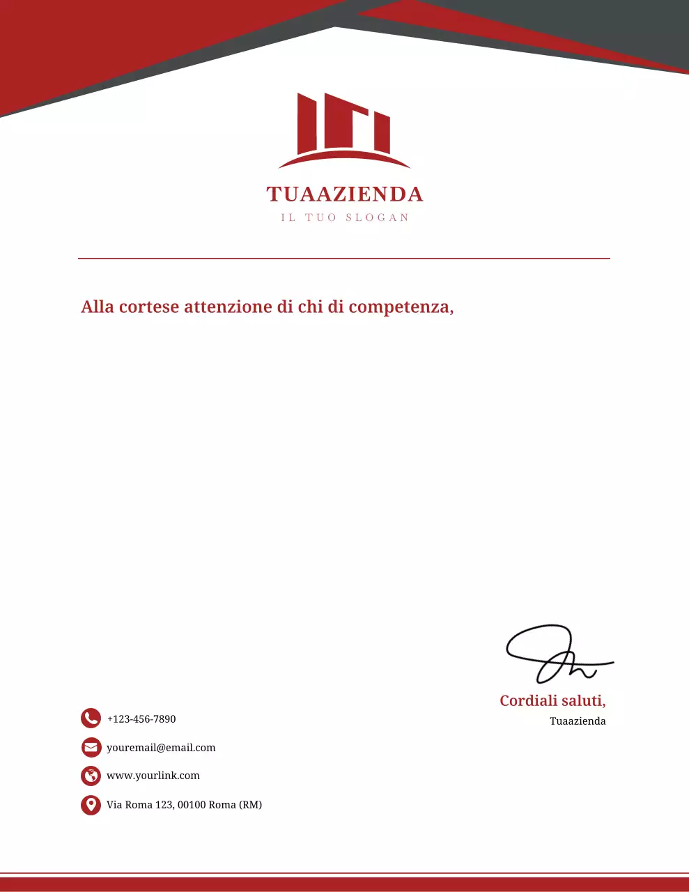 Carta intestata professionale rossa