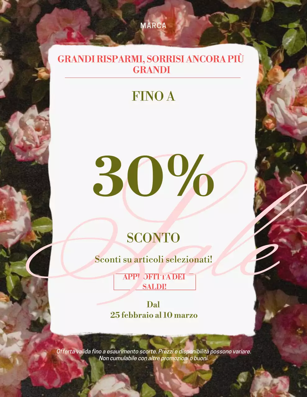 Poster promozionale floreale rosa