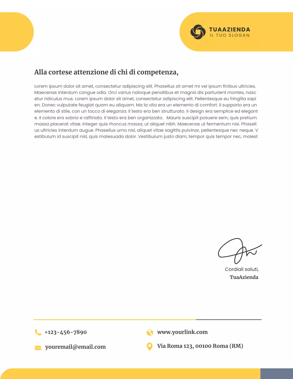 Carta intestata aziendale minimalista gialla