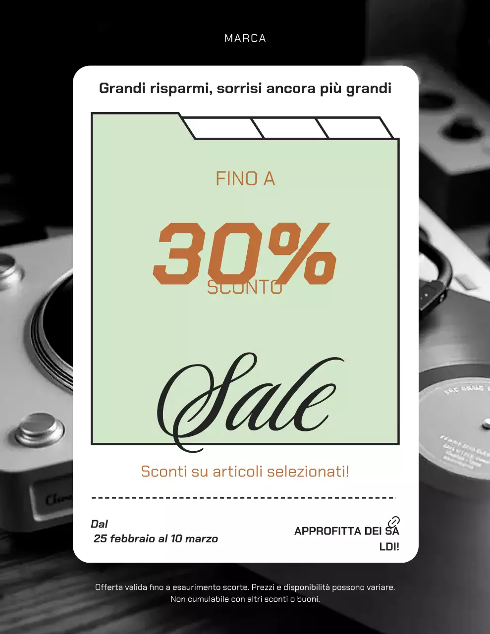 Poster promozionale moderno nero e menta