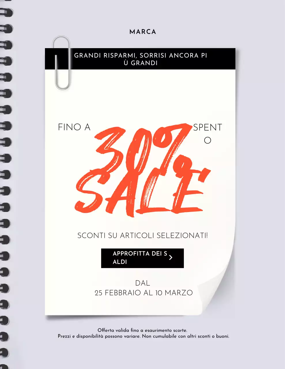 Poster promozionale arancione in grassetto