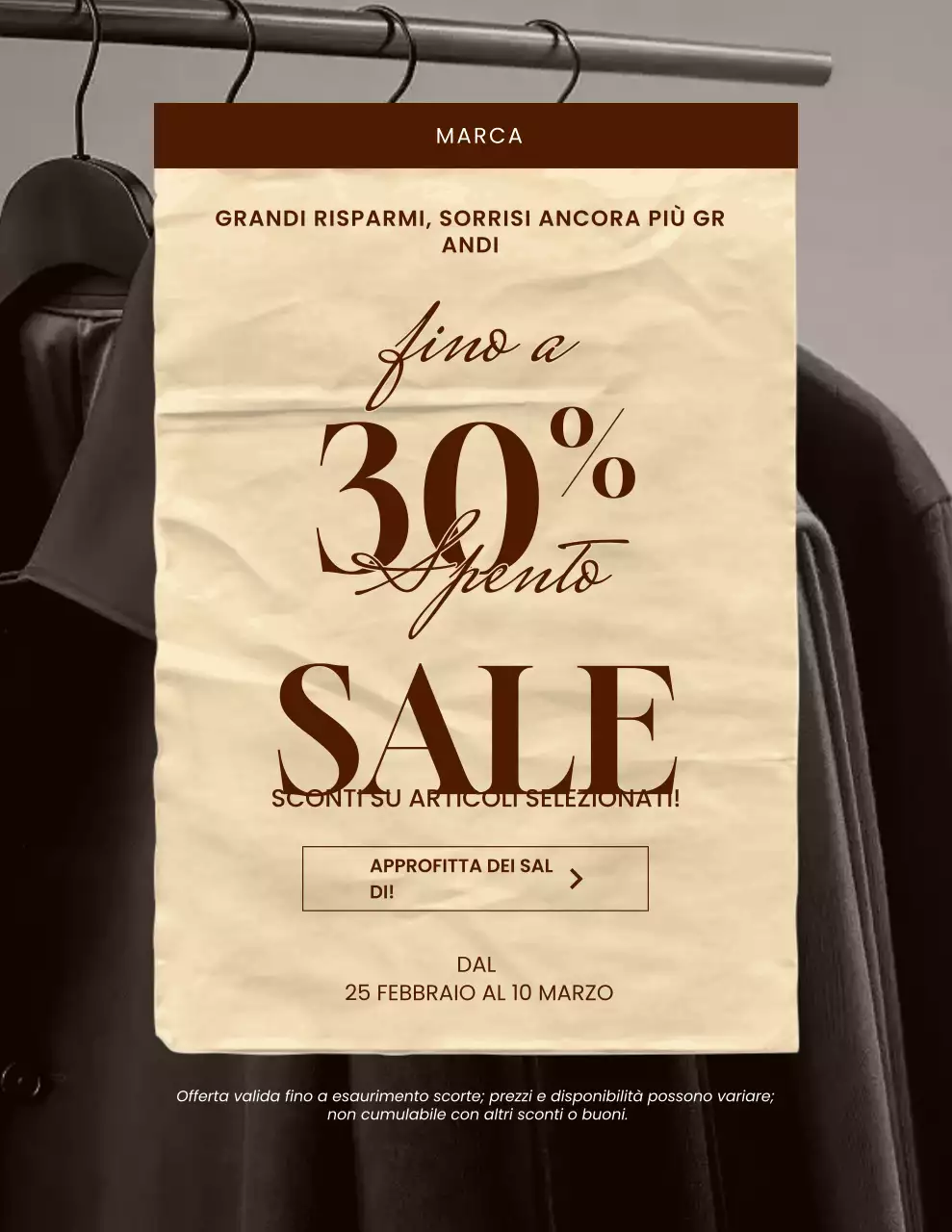 Poster promozionale classico beige e marrone