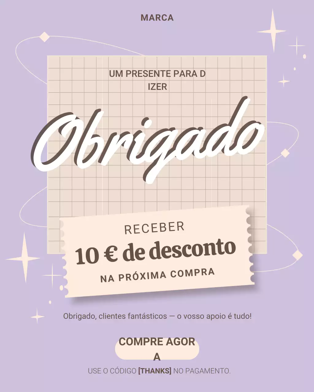 Postagem no Instagram sobre promoção de desconto da Purple Modern