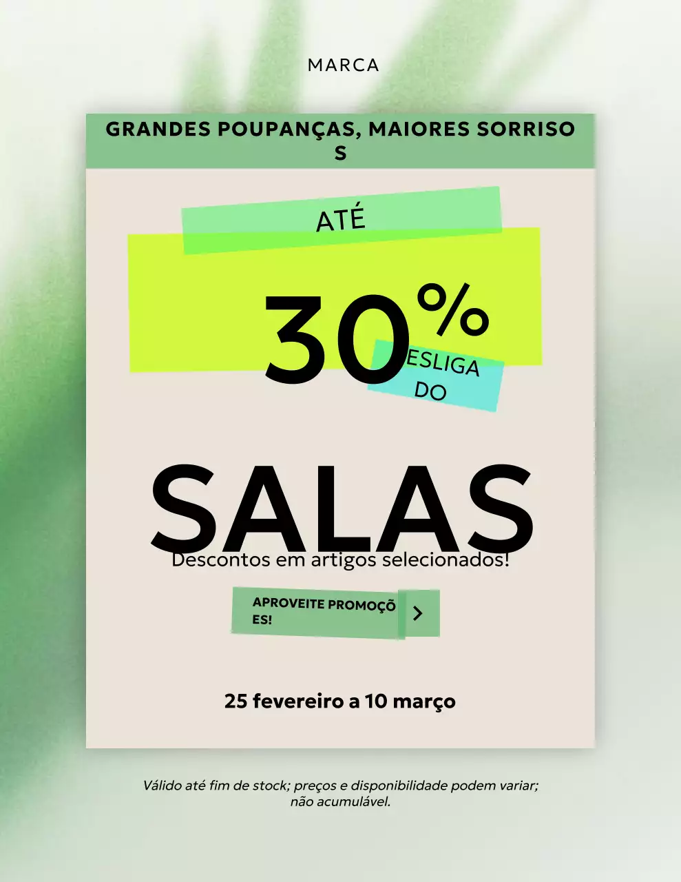 Pôster de Promoção de Vendas Moderno e Verde