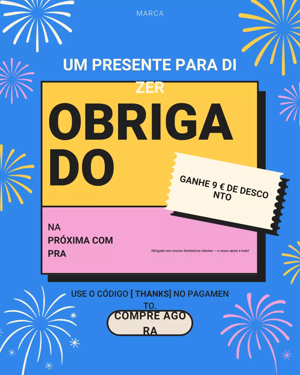 Postagem promocional moderna e azul de agradecimento no Instagram