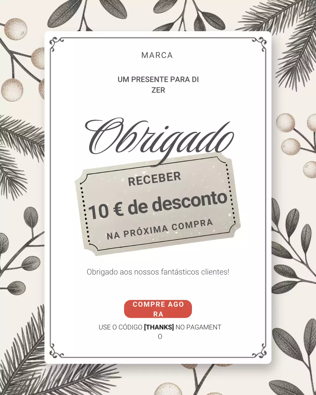 Postagem de agradecimento floral bege no Instagram