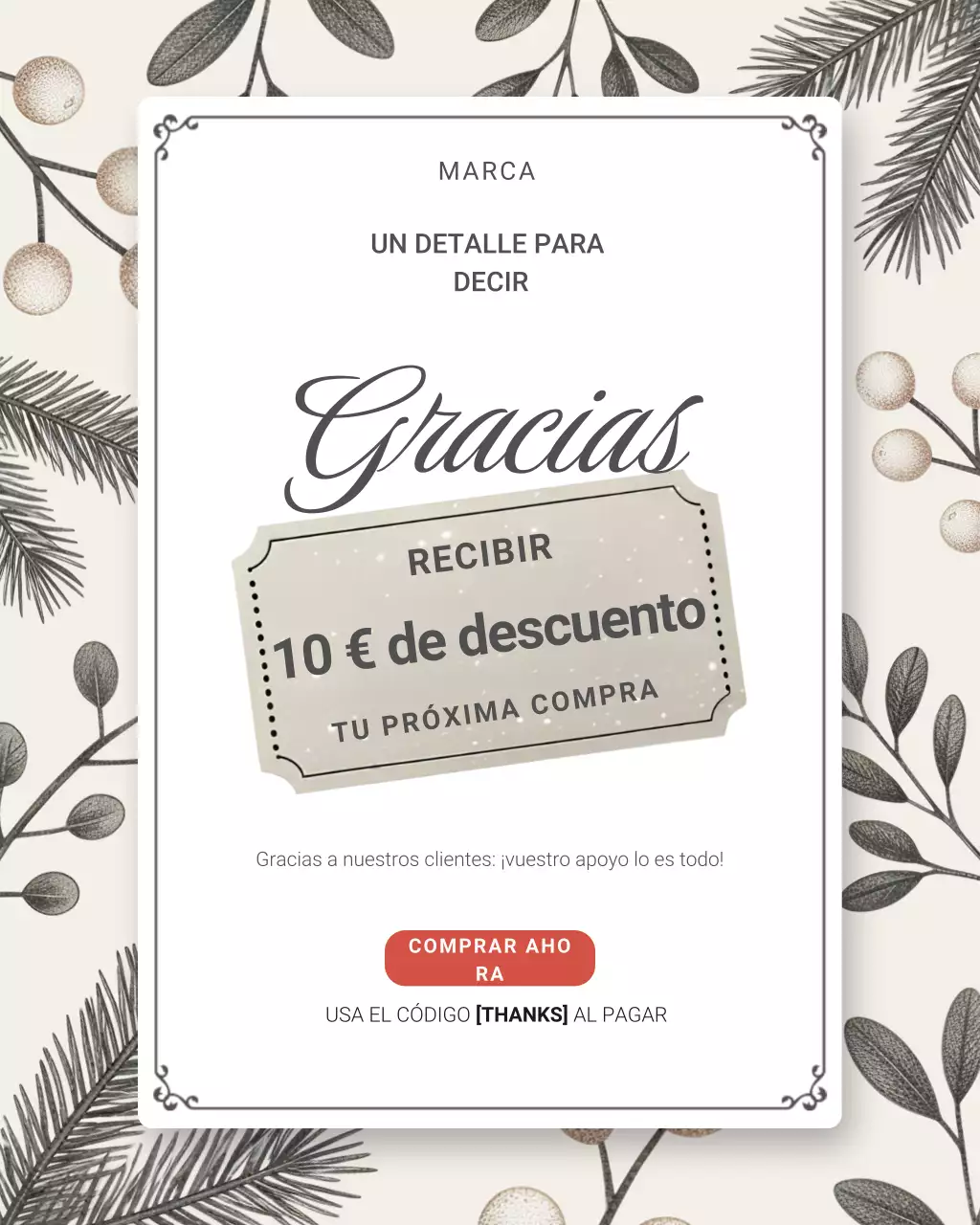 Publicación de Instagram de agradecimiento con flores beige