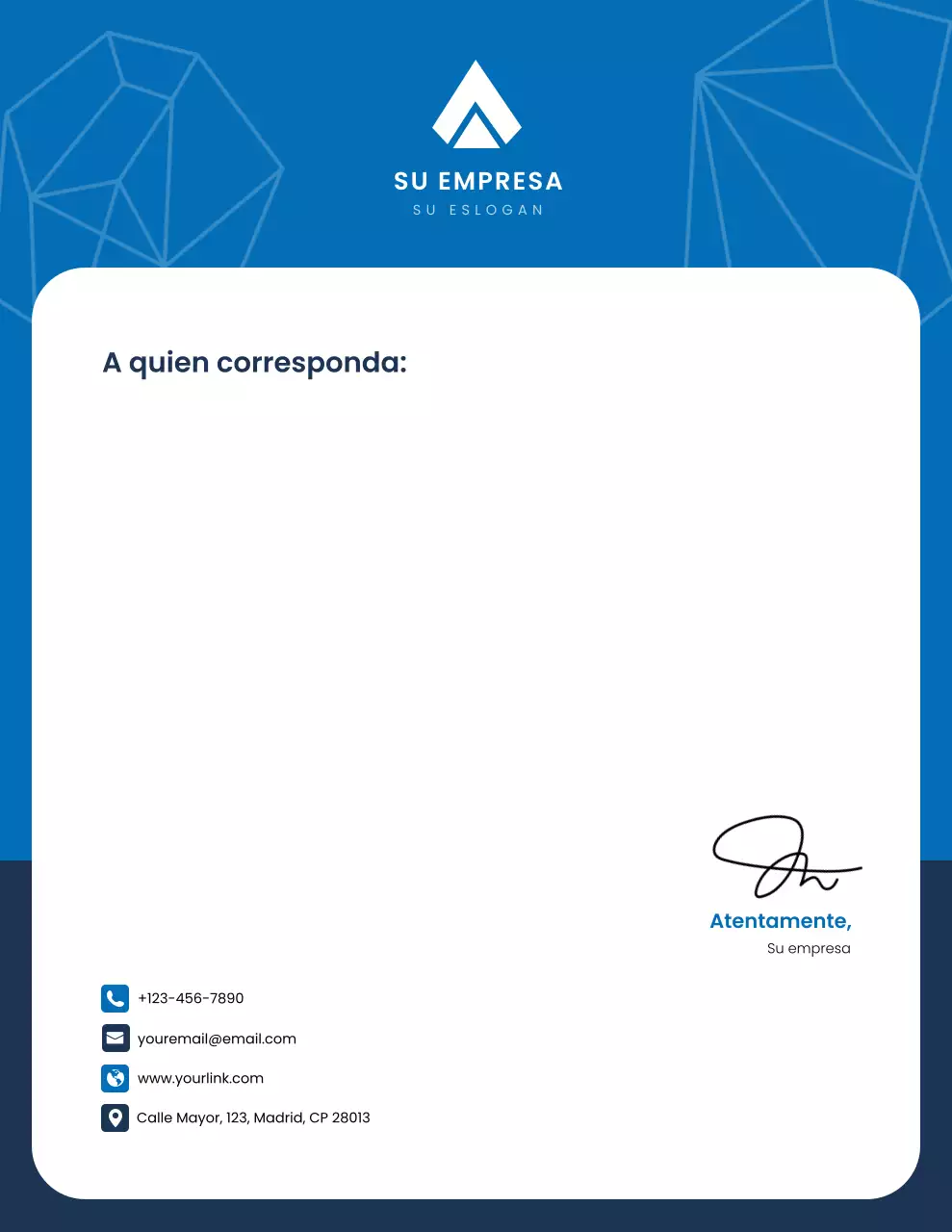 Membrete comercial profesional azul