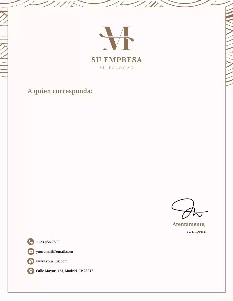 Membrete profesional beige para empresas