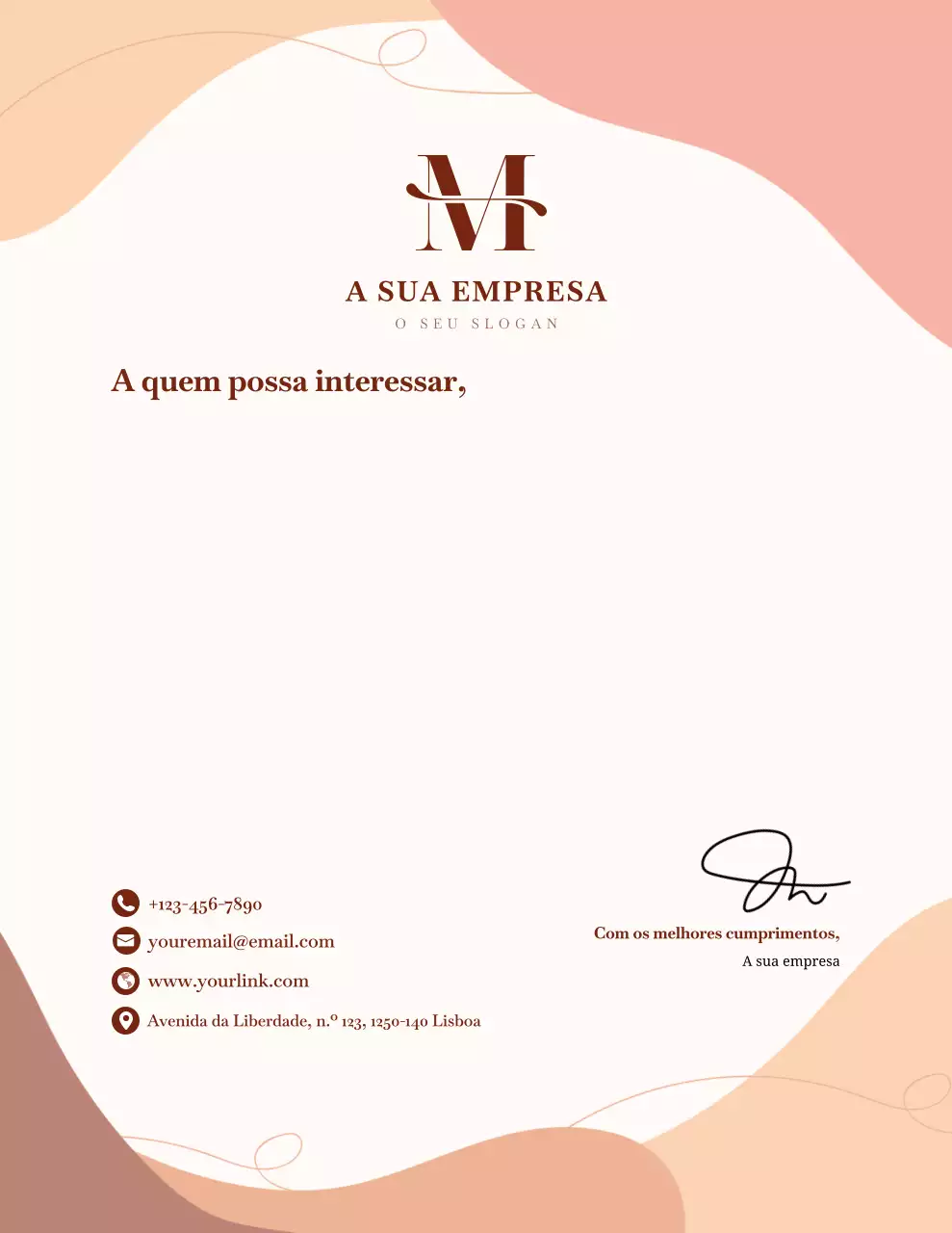 Papel timbrado comercial elegante bege