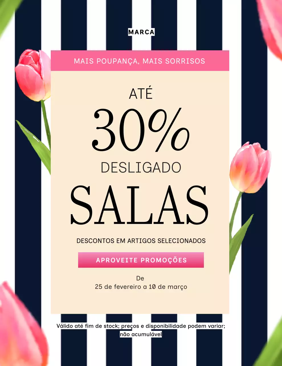Pôster moderno de promoção de vendas em tons de rosa e bege