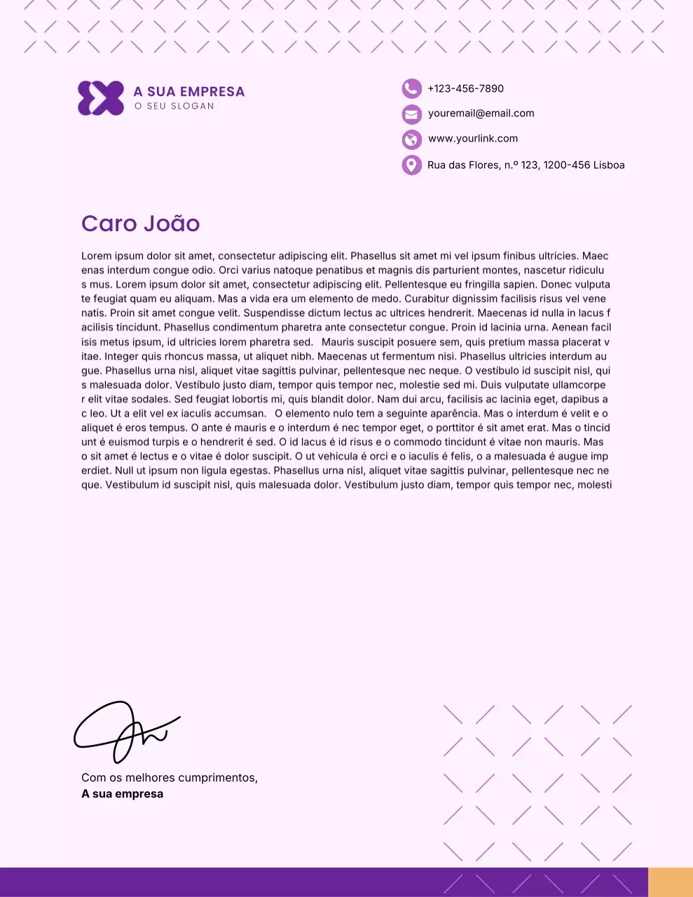 Papel timbrado comercial profissional roxo