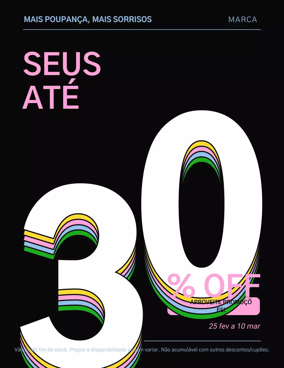 Pôster de Promoção de Vendas Moderno em Preto e Arco-Íris