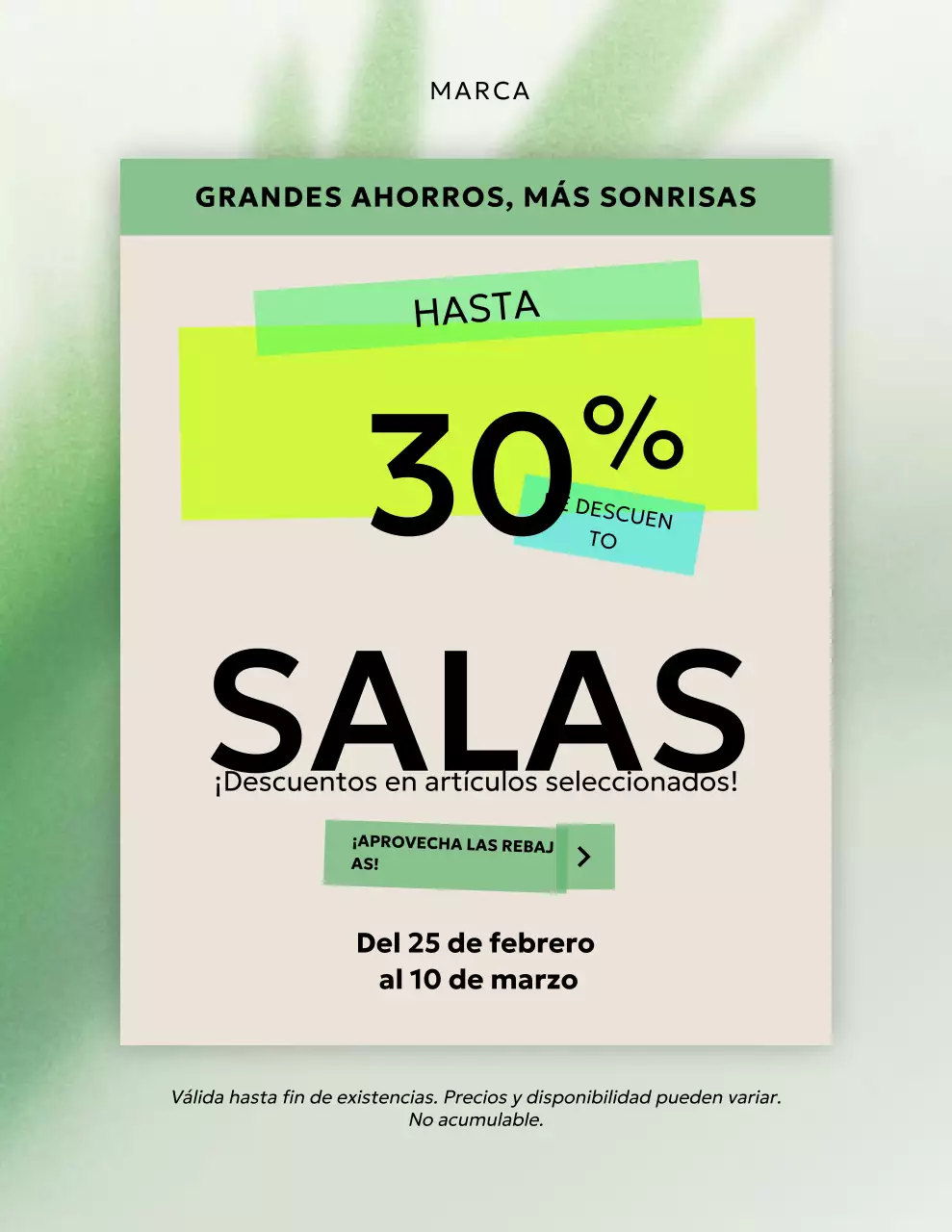 Cartel de promoción de ventas moderno y verde